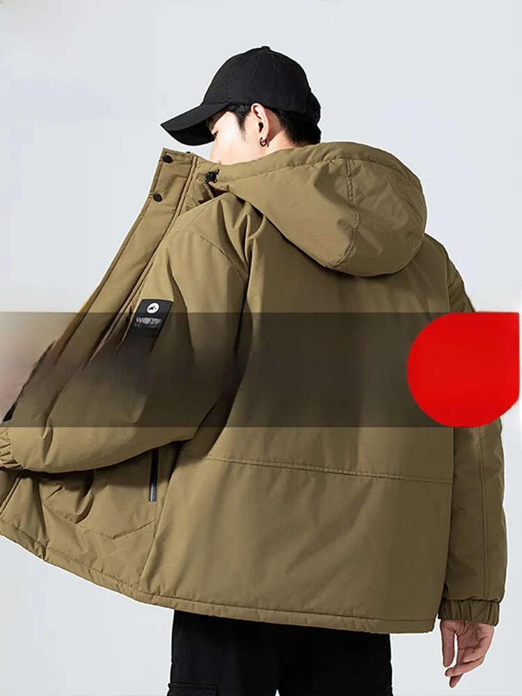 

Paul down Jaet Youth Faion Warm Hooded Durable Polyester Fiber Long Sve Zipper Closure Color Thiened Winter Coat