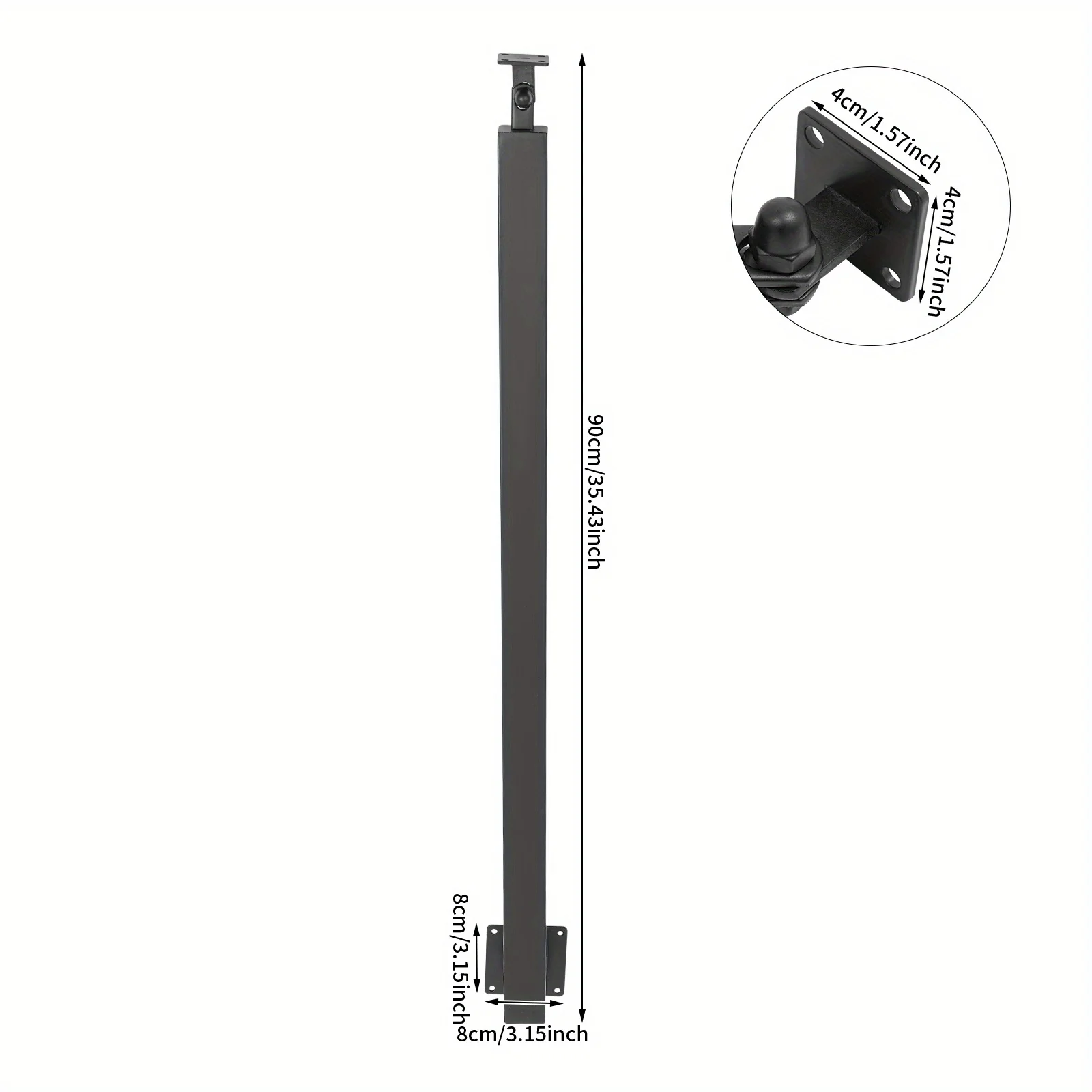 4 Pieces of 90cm Stair Railing Side Installation - Black, , , Suitable for Staircases, Villas, Entrances