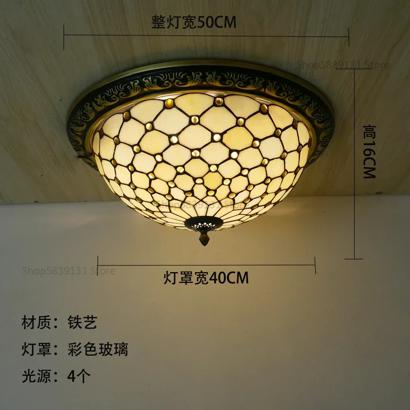 Turkse retro plafondlampen Tiffany lampen Vintage cirkelvormige gekleurde glazen plafond hanglamp woonkamer slaapkamer Art Deco lamp