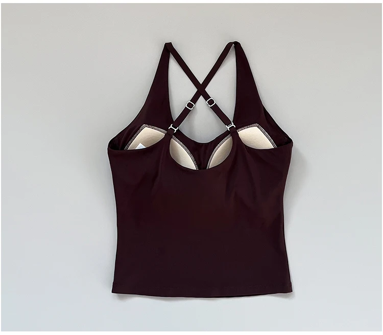 Neuer schmal geschnittener Schultergurt, hängender Nackengurt, schöner Rücken-Sporttop, Damen-Einteiler-Fixier-Yoga-Top, Fitness-BH – Detail 19