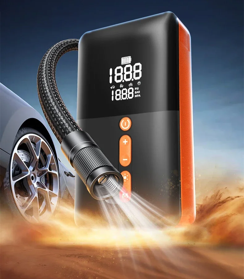 Portable 12000mAh Power Bank Jump Starter Booster Air Pump Air Compressor Car Tyre Inflator