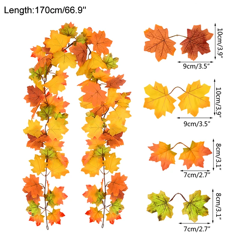 Sztuczne jesienne liście klonu girlanda z winorośli wisząca roślinka na święto dziękczynienia Halloween dekoracja kominkowa boże narodzenie Home