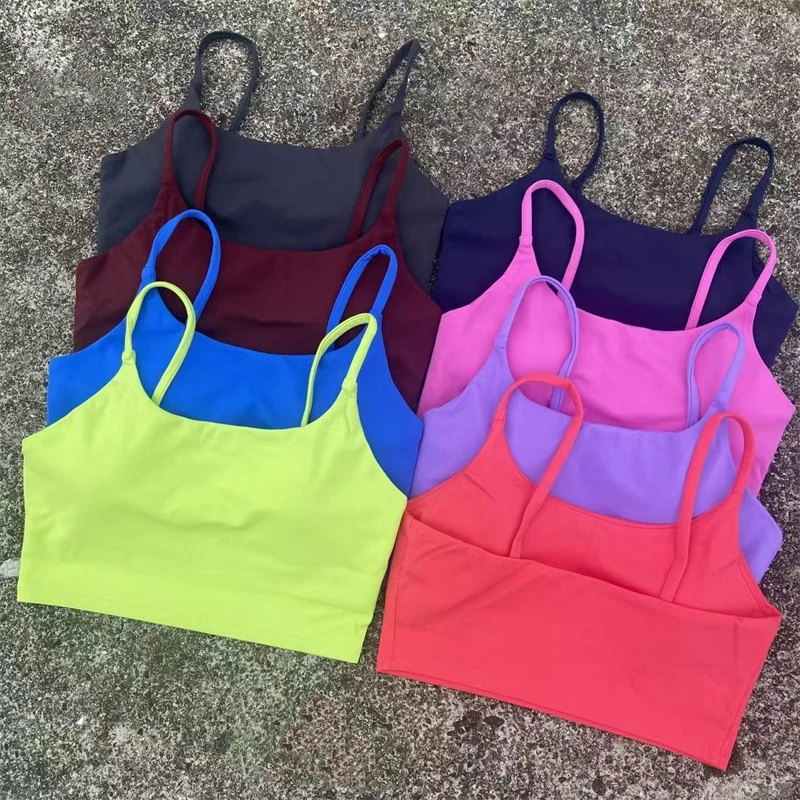 

Thin Strap Sports Bra Gym Workout Top Thin Strap Yoga Vest Women Backless Fitness Bralette Running Underwear With Chest Pad