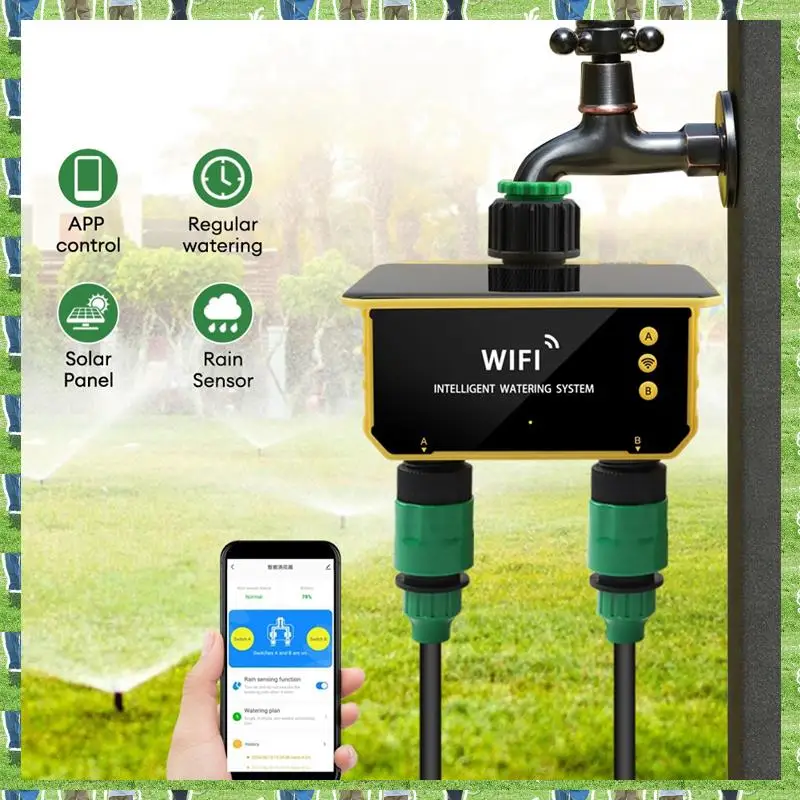 

FTS двухзонный WIFI солнечный ирригатор Smart APP управление автоматическая ирригационная система открытый водный садовый инструмент для полива