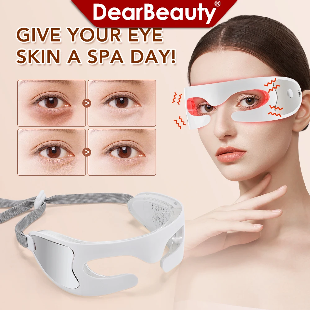 

3D-массажер для глаз, светодиодная светотерапия, массажный вибрационный инструмент для массажа глаз с 3 режимами, снимает усталость, уменьшает темные круги под глазами