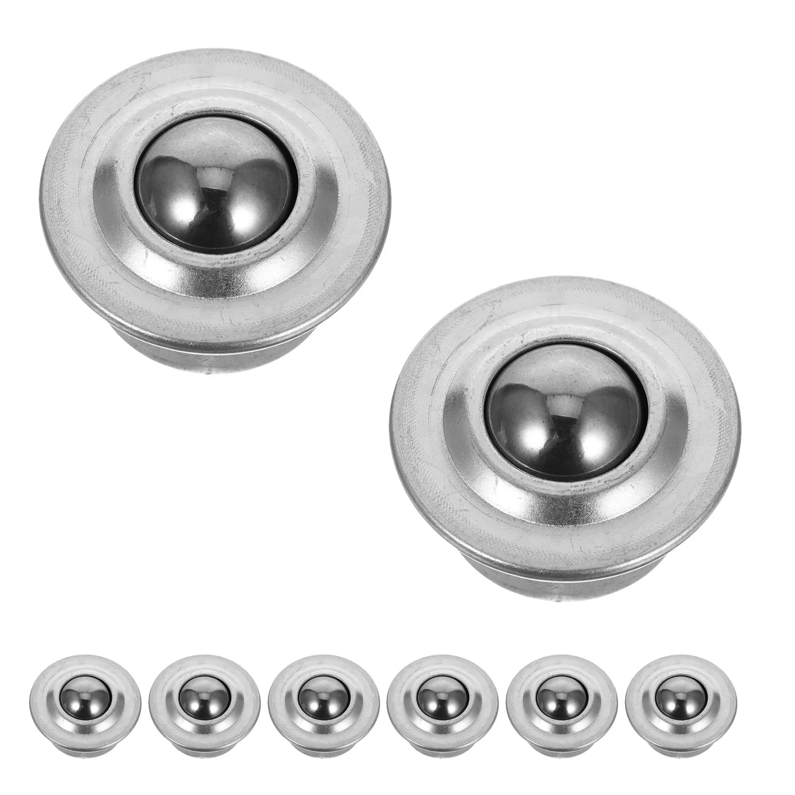 8Pcs Universal Ball Caster Bearings Stainless Steel Flat Base Ball Roller Bearings for Material Handling Heavy-Duty Equipment