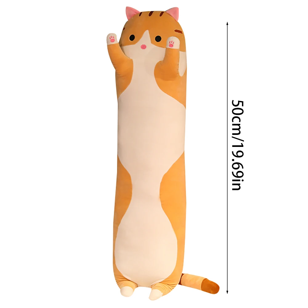 Long cat Pillow Plush Toy Cute Plush Cat Doll Cartoon Soft Stuffed  Kitten Pillow Long Doll Toy Christmas Birthday Gift For Kids