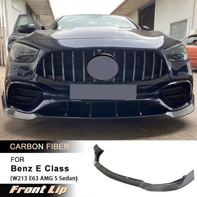 

Car Front Bumper Lip Spoiler for Mercedes Benz E Class W213 E63 AMG S Sedan 2021-2024 Front Lip Chin Apron Body Kit Carbon Fiber