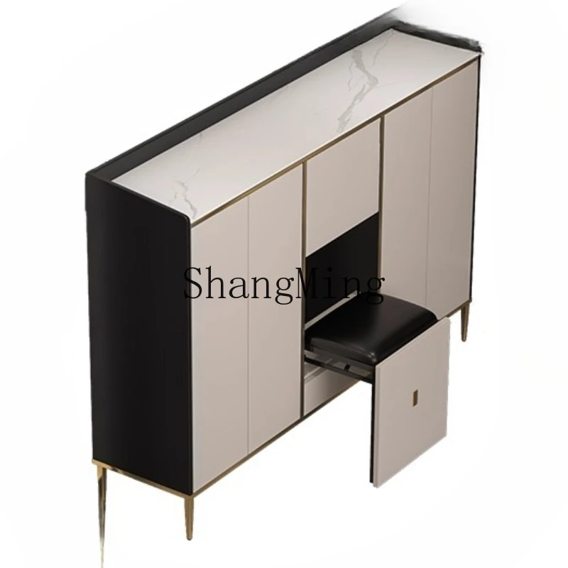 SM new lookingentrance shoe cabinet with lock door outside home entry fingerprint lock aisle elevator corridor seat integrated
