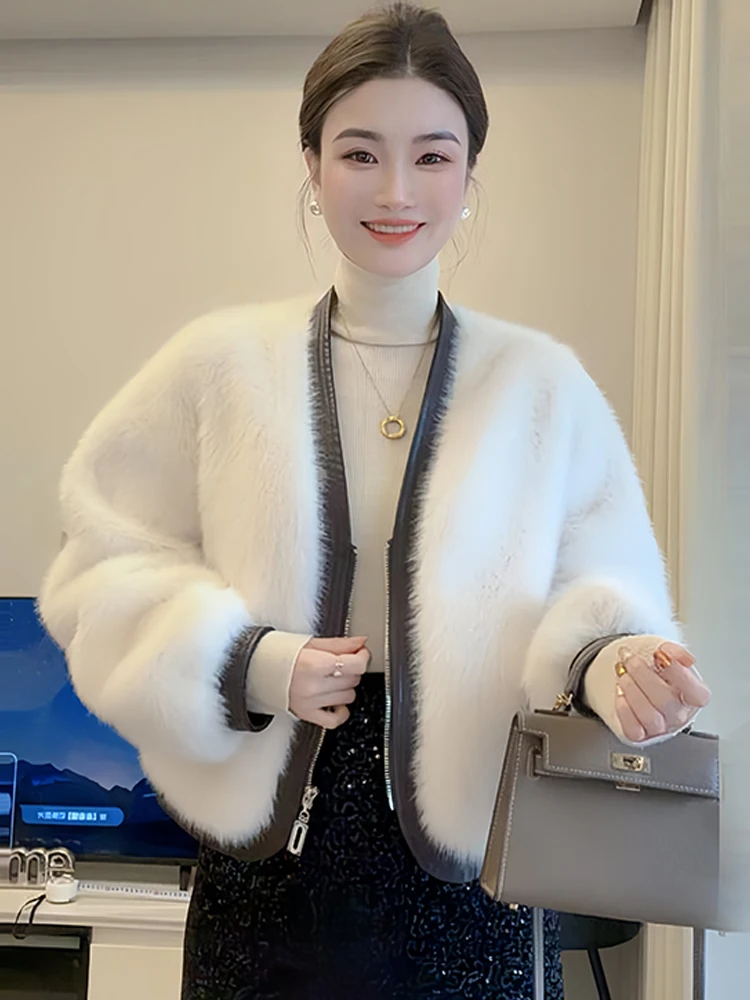 

Женская модная теплая зимняя верхняя одежда из меха и кожи, с подкладкой из искусственного меха, свободного кроя