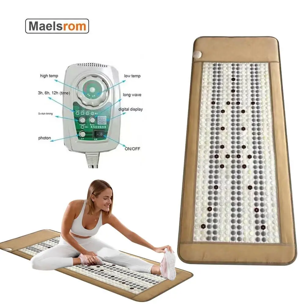 Electric Heated Jade Germanium Stone Massage Mat Photon Energy Natural Jade Bed Far Infrared Negative Ion Jade Heating Pad Home