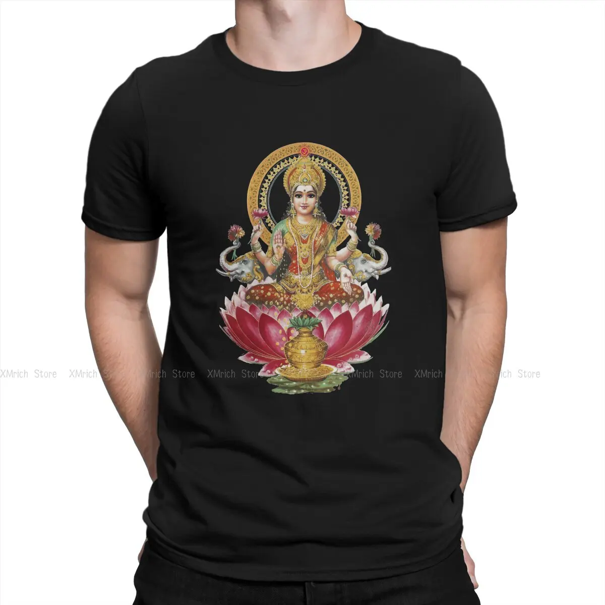 Men T-Shirts Goddess Vintage Cotton Tees Short Sleeve Shiva Hindu God India Lingam T Shirts Round Neck Clothes Gift Idea