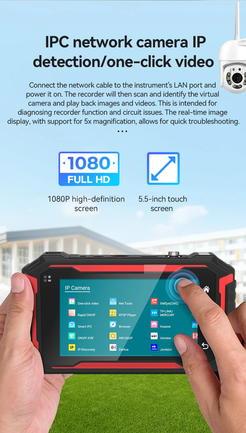NOYAFA IPC725-1CCTV Netzwerkkabeltester mit HD-Touchscreen-Monitor für PoE, VFL, OPM, TDR, Pegelmessgerät, IP-Such- und Scanfunktion, Kabelverfolgung – Detail 4