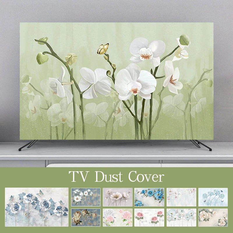 

Flower Printed Television LCD TV Hood Dust-proof Cover Universal 32/37/40/45/49/58/75 Inch Household Hanging TV Protector Cover
