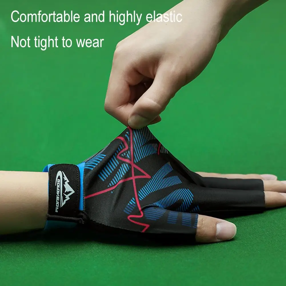 1pc Left Hand Billiards Glove Three Finger Snooker Billiard Glove Non Slip Stickers Elasticity Billiard Training Gloves