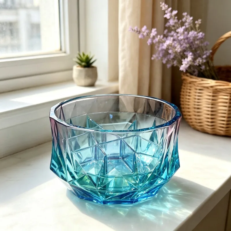 Resin silicone mold, rhombic circular bowl-shaped mold, gypsum glue-dripping tabletop storage flower pot, DIY mold