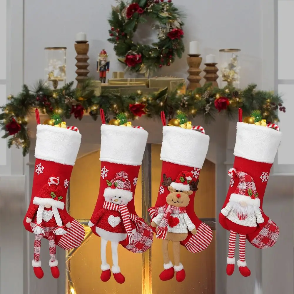 Large Capacity Christmas Gift Bag Three Dimensional Elderly Snowman Christmas Stocking Reusable Merry Christmas