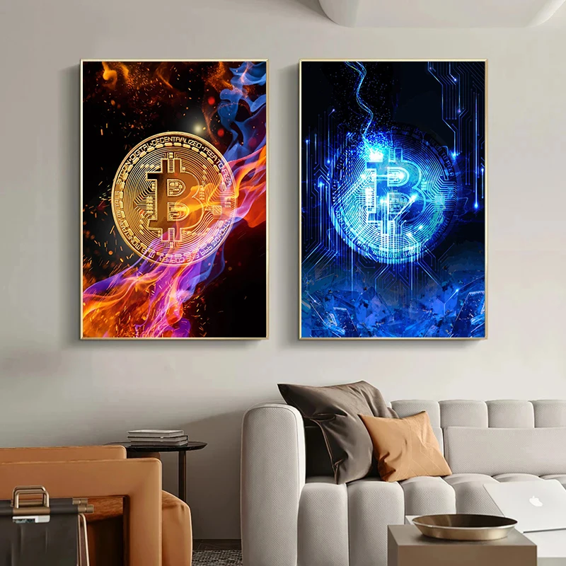 Modern Bitcoin Fashion Pop Wall Canvas Painting Nordic Art Posters and Print for Living Room Home Office Decoration Pictures