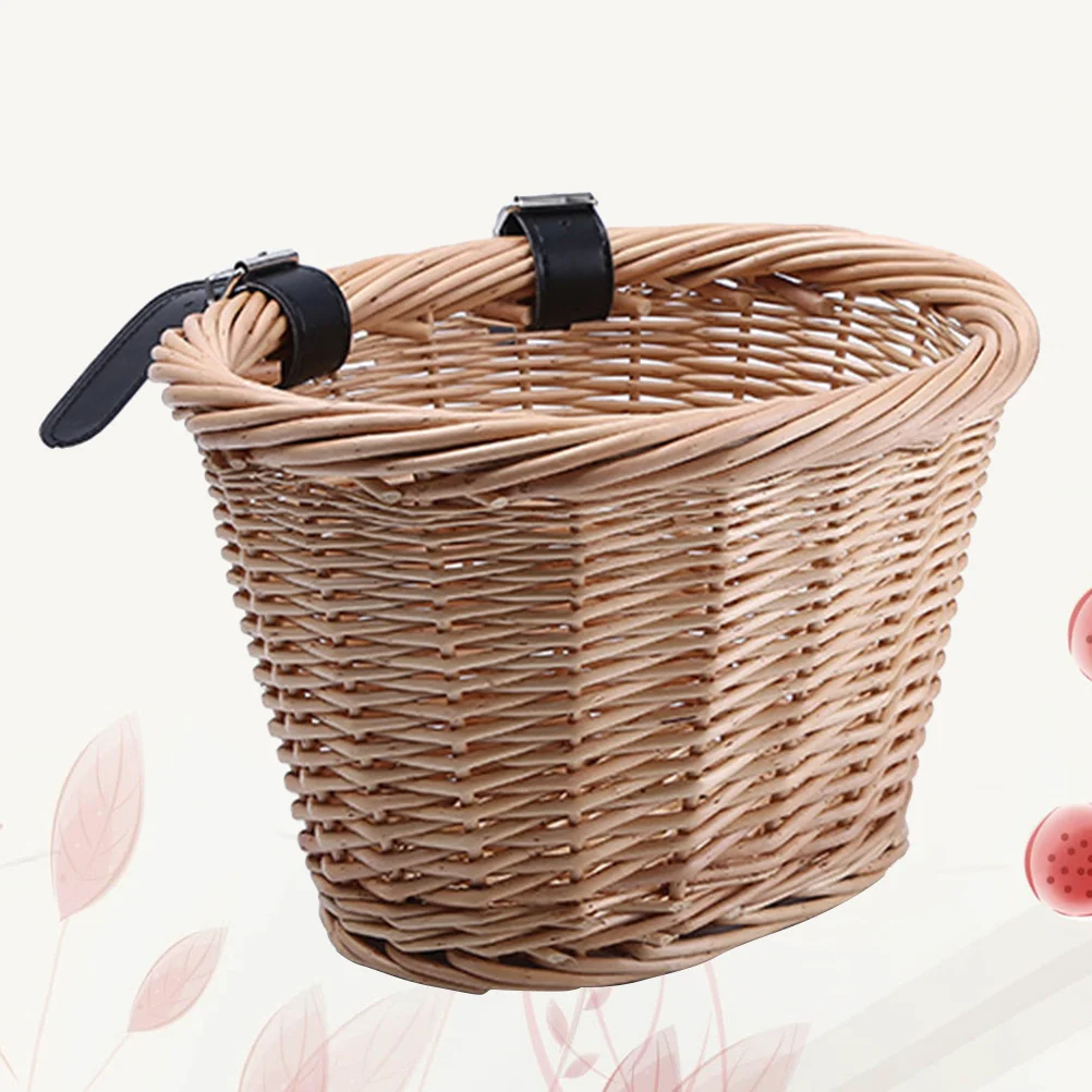 

Front Oval Rattan Bicycle Basket Durable Willow Wicker Large Capacity Heavy Duty Water Scratch Resistant Suitable for