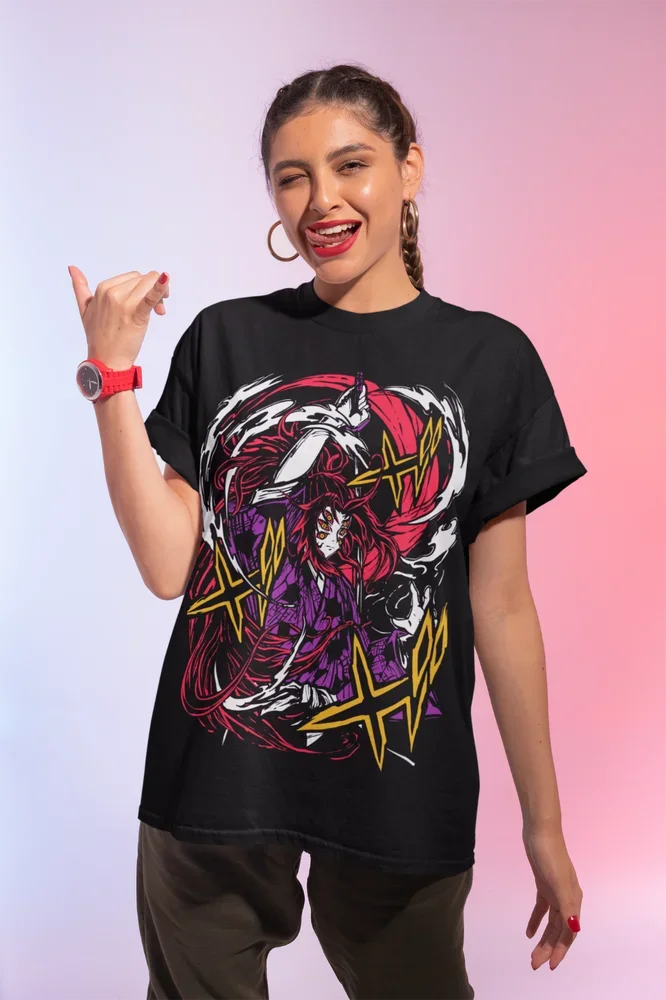 Kokushibo T-Shirt Demon Slayer Kimetsu No Yaiba Anime Manga Black Shirt Soft Tee