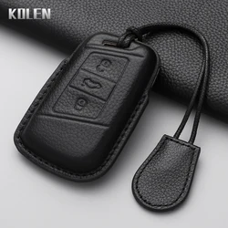 Leather Car Key Case Cover Shell Fob For VW Volkseagen Passat B8 Magotan For Skoda Superb A7 Kodiaq Seat Protected Keychain Bag