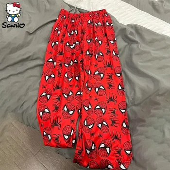 Cartoon Anime Spiderman Hello Kitty Pyjama Sanrio Hello Kitty Koppels Bijpassende Pyjama Lange Broek Zomerbroek Slaapbroek