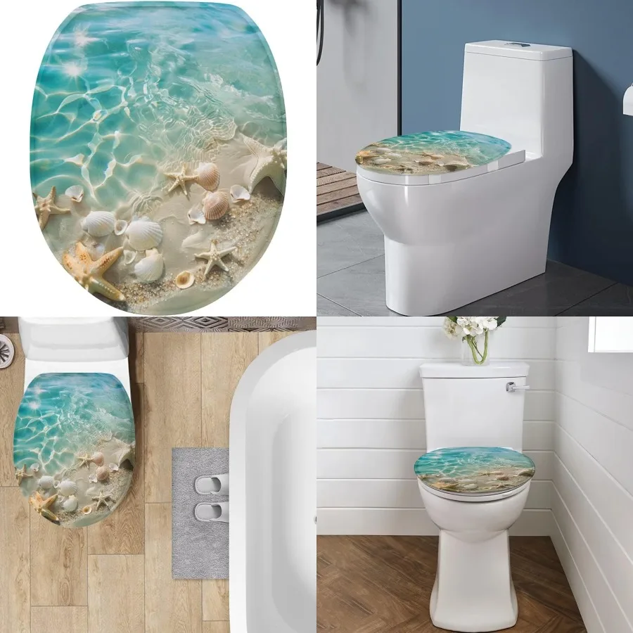 

Soft Plush Starfish Shell Toilet Cover for Most Toilet Lids Easy to Clean Comfortable Bathroom Seat Cover with Stylish Design I