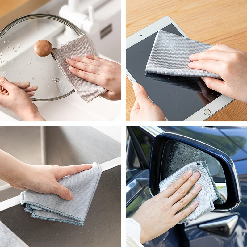 SHIMOYAMA Fiberglass Cleans Towels Rags Dry Use Mirror No Marks For Housekeeping Lint Free Cloth Rags Kitchen Microfibre 3 Pack