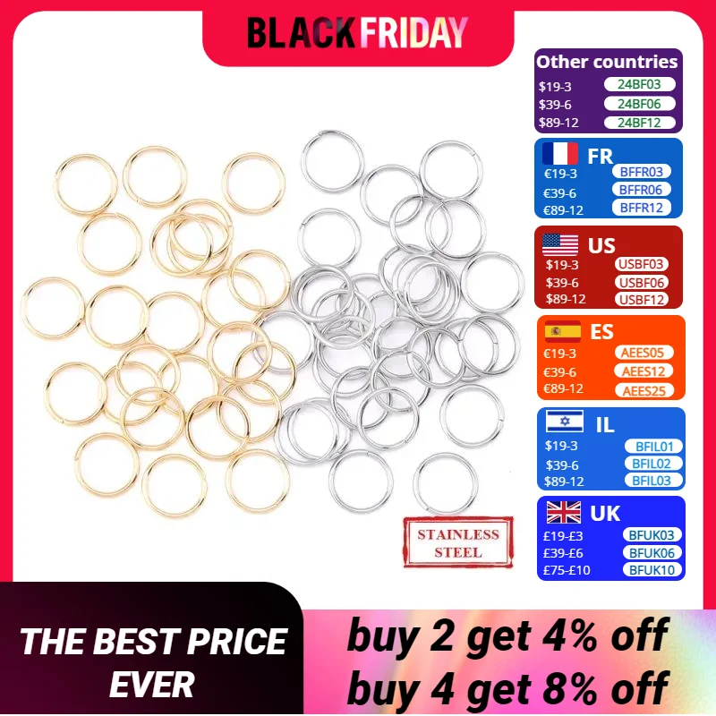 100PCS/Box Stainless Steel Open Jump Rings Metal Split Ring Jewelry Accessories For Handmade Jewelry Finding Bracelet DIY