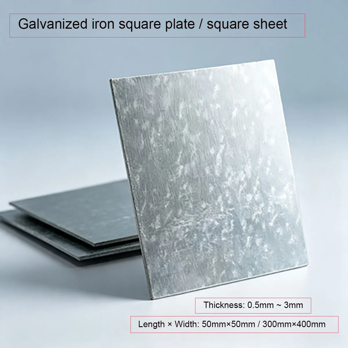 0.5mm ~ 3mm Thick Q235 Galvanized Iron Square Plate, Custom Laser Cutting, Punching, Bending & Welding Service Available