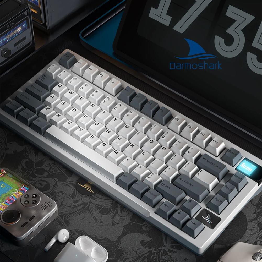 Darmoshark K8 Bluetooth Wireless Tri Mode Gaming Mechanical Keyboard Hot Swap 81Keys GATERON Switch RGB Backlight For PC Laptop