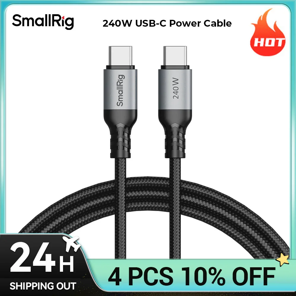 The SmallRig 240W USB-C Power Cable Super-Fast Charging for Camera Batteries Cell Phones for iPhone, Laptops 4908