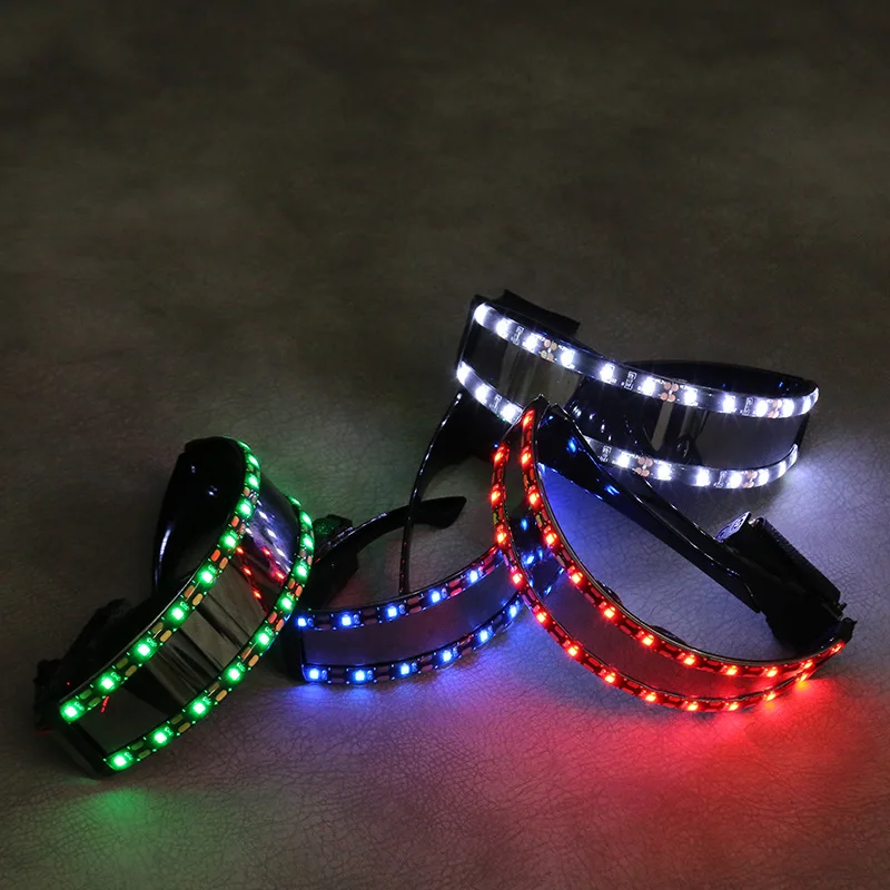 

4pcs LED Luminous Glasses Handmade Customized New Year Plastic LED Light up Glasses for Party Fashion Funky