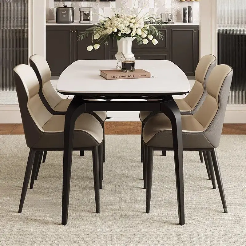 Slate Dining Table And Chair Combination Simple Modern Small Apartment Square And Circle Dual-purpose Dining Table Retractable H