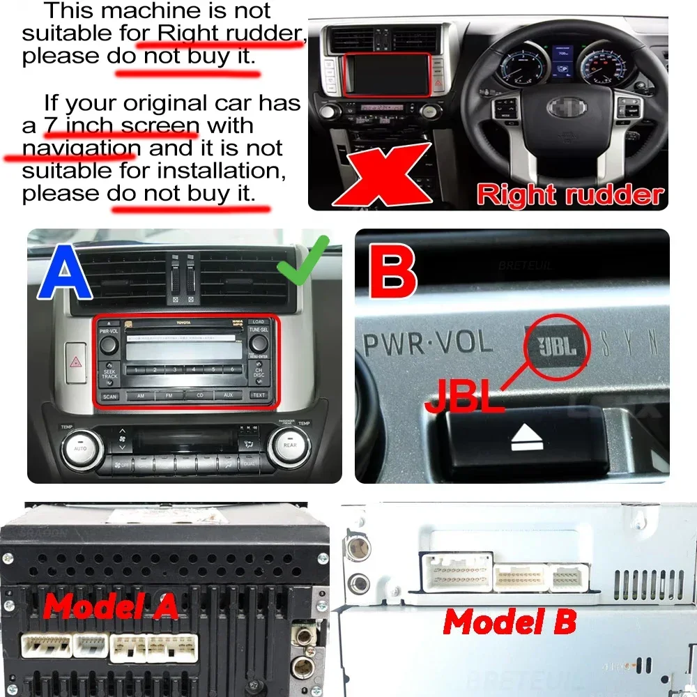 For Toyota Land Cruiser Prado 150 2009 - 2013 Car Radio Android Automotive Multimedia Player GPS Navigation Carplay Auto Stereo