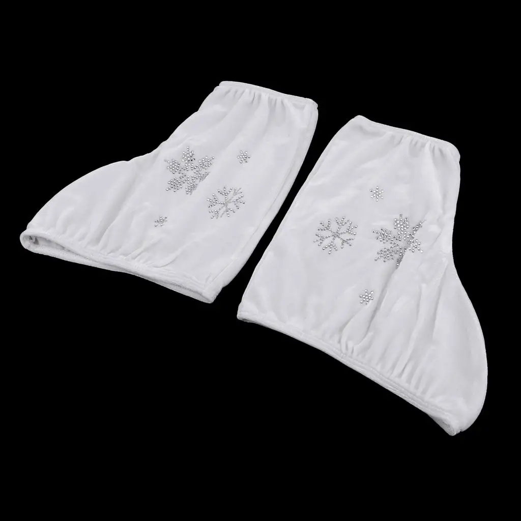 Pack of 2 Velvet Ice Skating Roller Stake Boot Covers Overshoes Protecting Cloth with Sparkling Rhinestone Particles Design