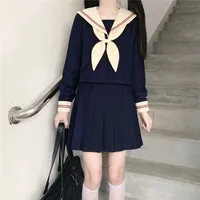 Original Design Mid-Length Sleeve Uniform Set Short Sleeve Uniform Outfit Full Set Sailor Suit JK Uniform Cobalt Blue Cosplay Cl