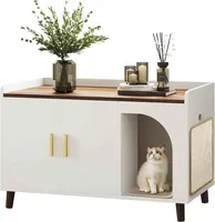 Custom Wooden  Litter Box Enclosure  House Furniture With Door Large Pet Crate  Washroom Toilet Wood Bench Hidden Cat