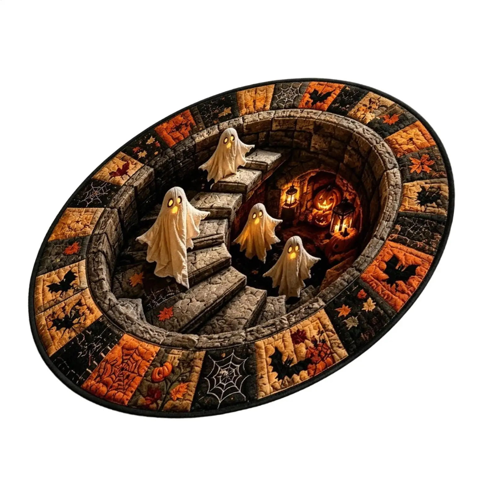 Halloween Illusion Rug Haunted Optical Effect Abstract Carpet Spooky Halloween Rug for Home Office Apartment Dormitory Kitchen