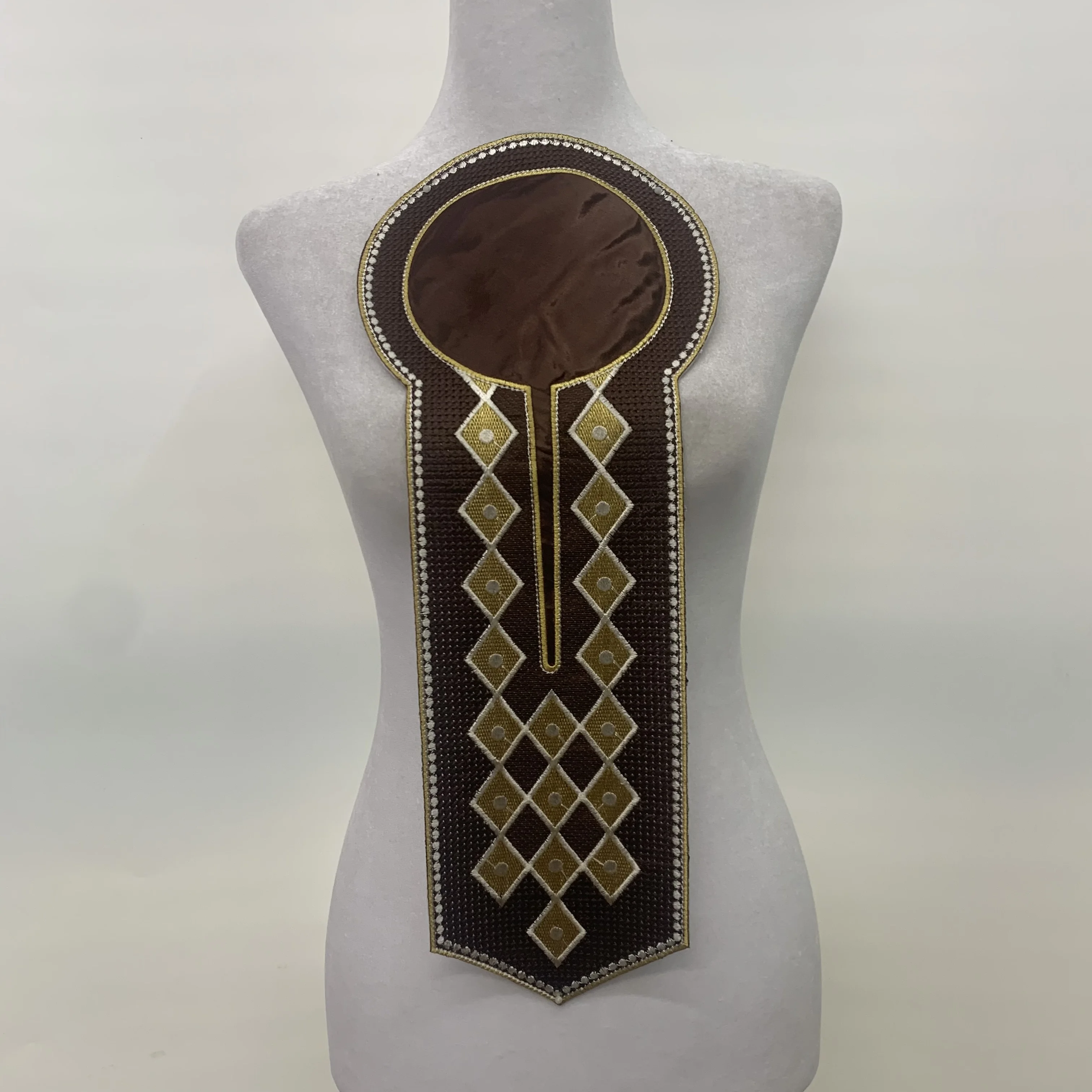 Aplique de cuello bordado de hierro para ropa de hombre, nuevo escote azul real, bricolaje, 1 unidad