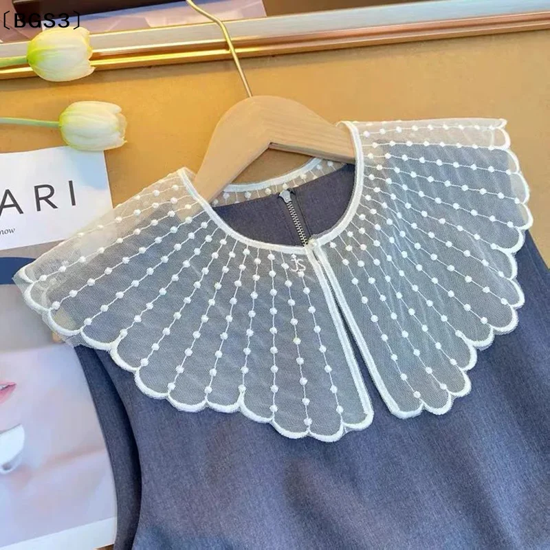 

〔BGS3〕Корейский стиль, ажурный кружевной воротник-обманка, однотонный декоративный воротник-накидка на шею и плечи, женская летняя тонкая повседневная шаль