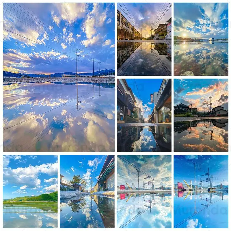 

5D Diamond Painting Kit Clear Sky Reflection Landscape DIY Diamond Embroidery Beautiful Scenery Handmade Mosaic Gift Craft Decor