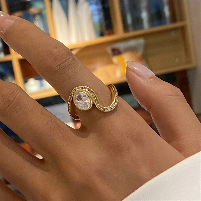 

Personalized Fashion Crystal Irregular Geometric Ring for Women 2024 New Stainless Steel Ring for Women Jewelry Accessories