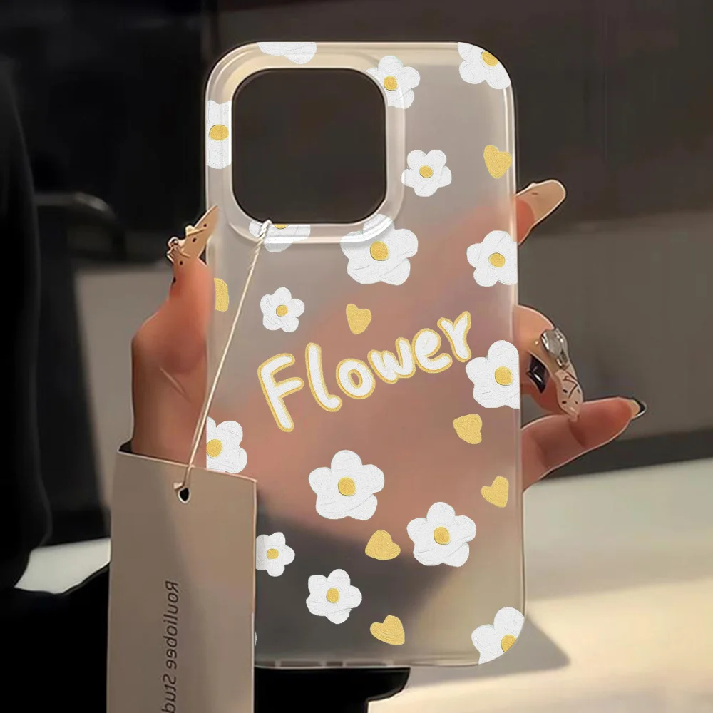 Cute Sunflowers Daisy Phone Case For iPhone 14 15 13 17 Pro Max 12 11 11Pro Max 16 Plus Cases Aesthetics Painted Silicone Cover
