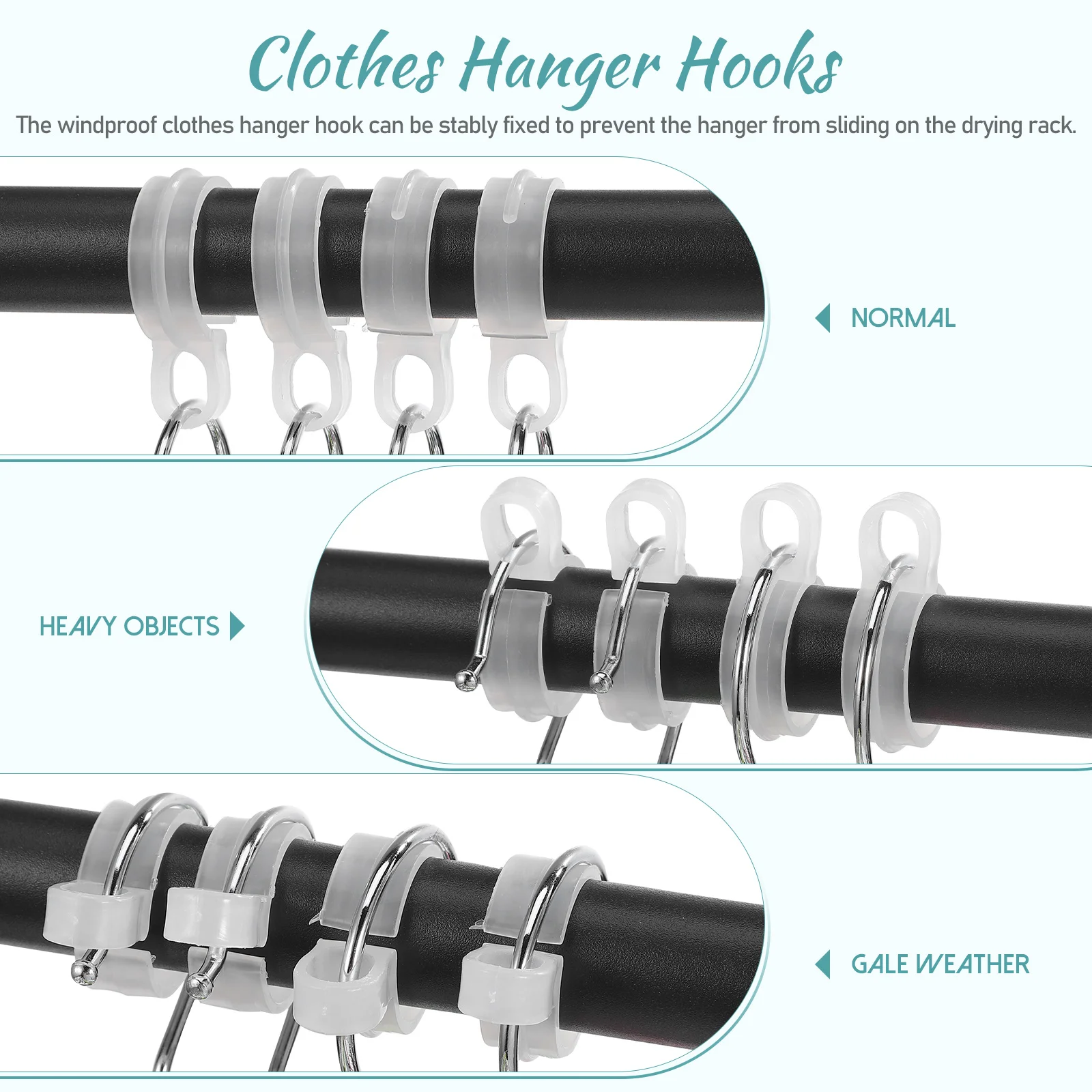 

24 pcs Windproof Hanger Hooks Plastic Clips for Clothes Drying Laundry Strong Material Space Saving Wide Applicability