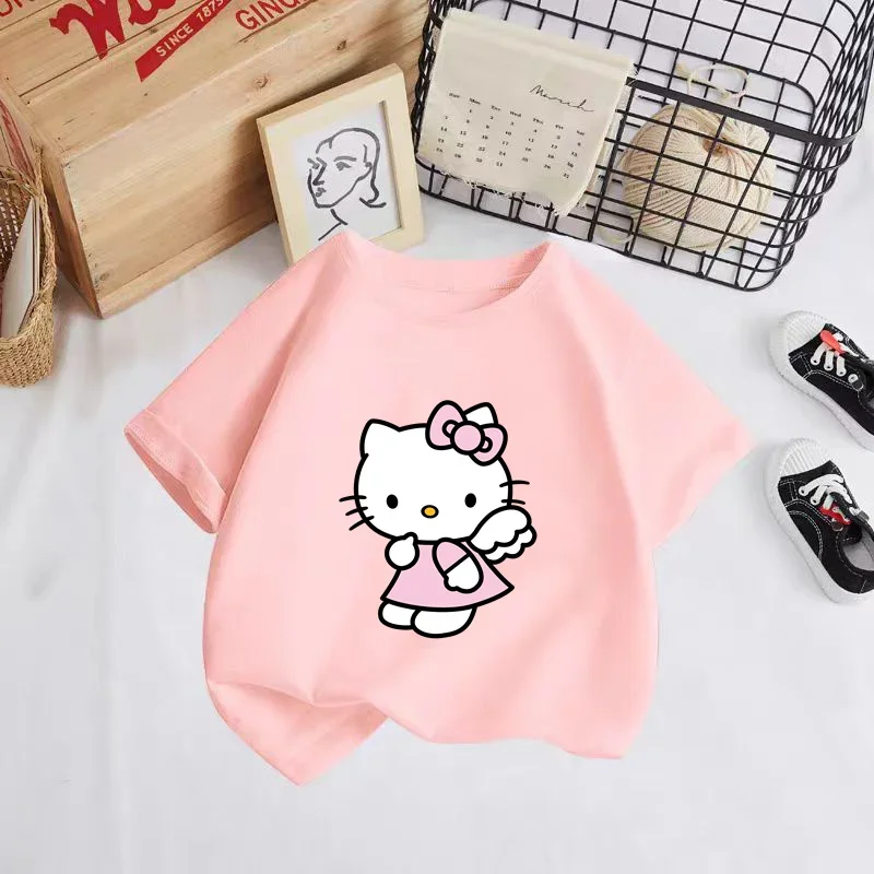 Hello Kitty summer  T-shirt girls children's clothing Girls' clothing top short sleeve sport fashion short sleeve 3-14 years old