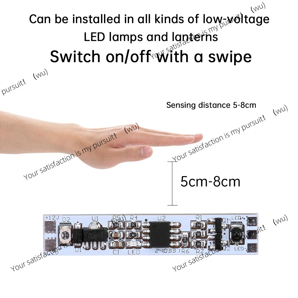 Handheld Sweeping Motion Sensor Switch Detector DC12/24V 60W Infrared Smart Hand Wave Dimming for LED Light Strips