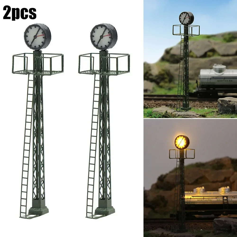 2pcs Model Railway Lamp Lattice Mast Light N Scale LED Street Light Train Layout Toys Garden Decor For Children Under 14 Years