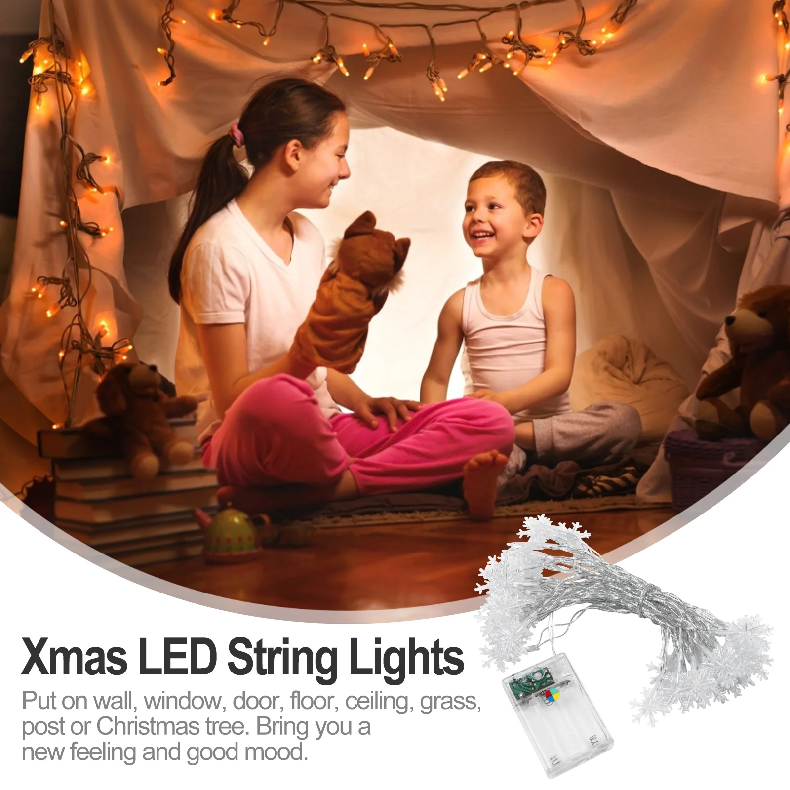 

40 Leds Christmas Snowflakes LED String Lamps Colorful Decorative Lights Xmas Atmosphere String Light Christmas Decorative Light