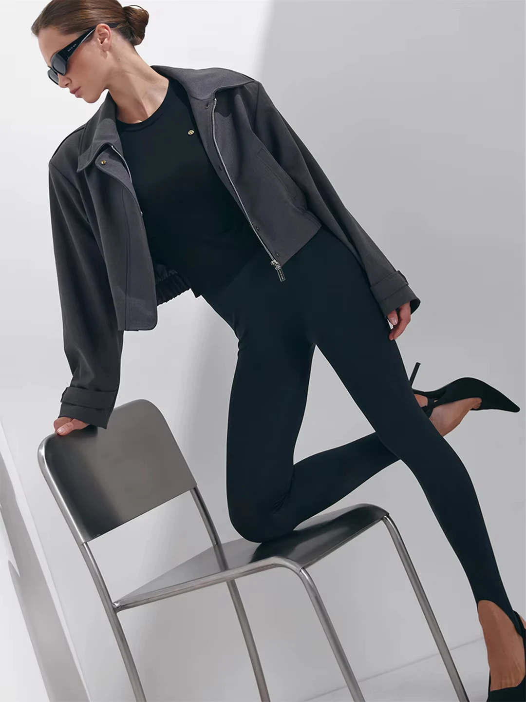 طماق سوداء سلس مع الأشرطة اليوغا الصيف أزياء قليلا مثير عالية الخصر الجوارب ضئيلة الورك رفع #4